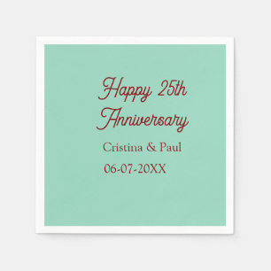 Happy 25th aniversary green mauve pastel boho retr napkins