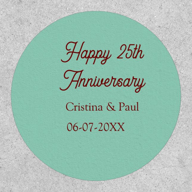 Happy 25th aniversary green mauve pastel boho retr patch (Front)