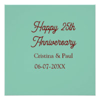 Happy 25th aniversary green mauve pastel boho retr