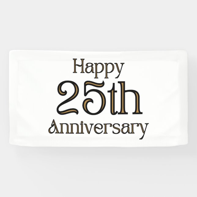 Happy 25th Anniversary 1.6x3 Vinyl Banner (Horizontal)