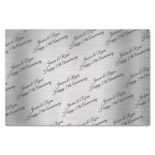 Happy 25th Anniversary DIY NamesYear Black Script Tissue Paper