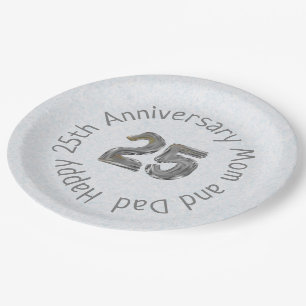Happy 25th Anniversary Mom and Dad Classic  Paper Plates