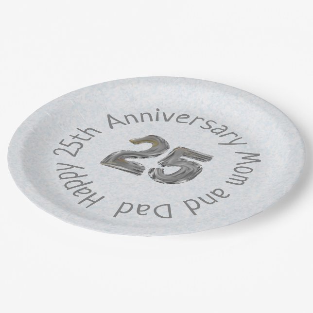 Happy 25th Anniversary Mom and Dad Classic  Paper Plates (Angled)