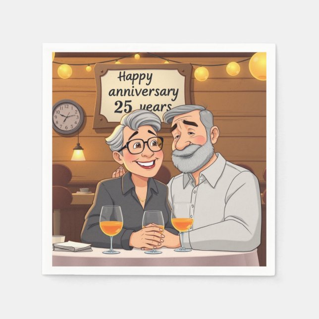 Happy 25th Anniversary Napkins (Front)