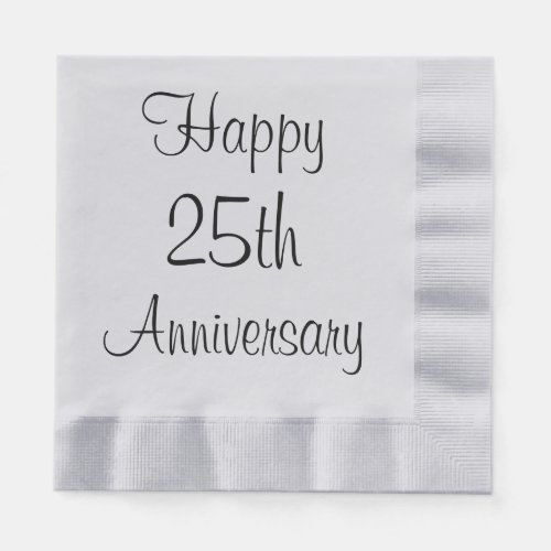 Happy 25th anniversary napkins