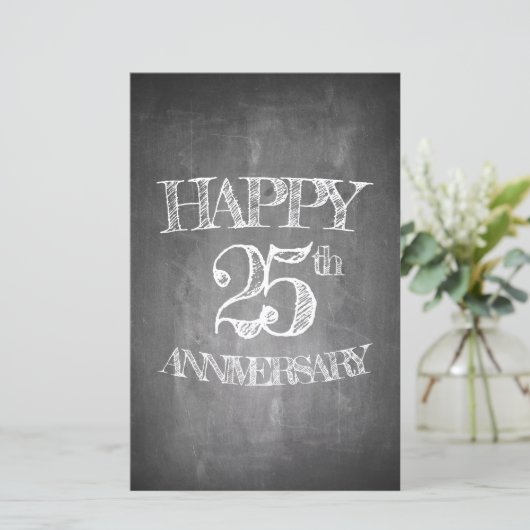 Happy 25th anniversary on chalk board (Standing Front)