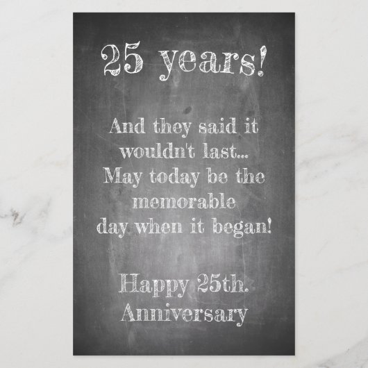 Happy 25th anniversary on chalk board (Back)