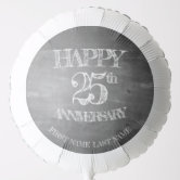 10 x 3 x 0.2 Silver v Neviti Vintage Romance-Balloons-White 25th Anniversary 