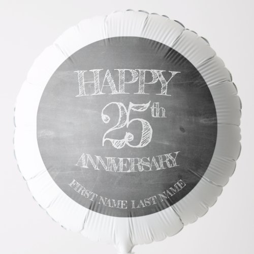 Happy 25th anniversary on chalk board balloon