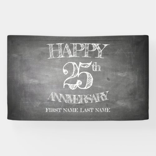 Happy 25th anniversary on chalk board banner