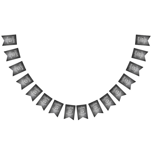 Happy 25th anniversary on chalk board bunting flags (All)