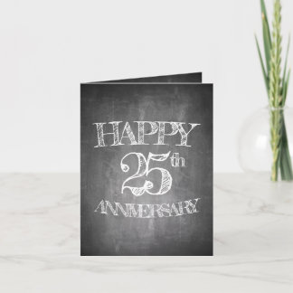 Happy 25th anniversary on chalk board card