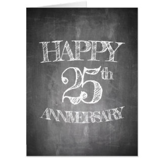 Happy 25th anniversary on chalk board card
