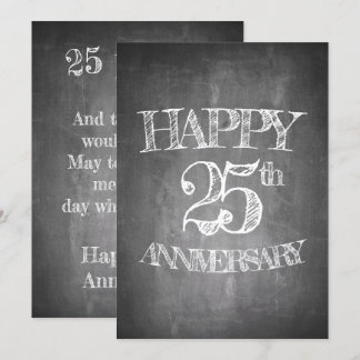 Happy 25th anniversary on chalk board invitation