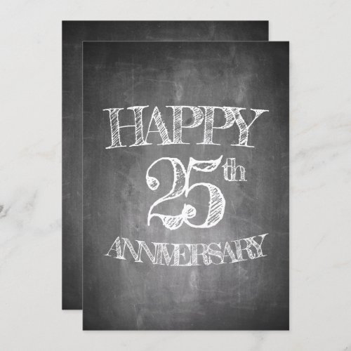 Happy 25th anniversary on chalk board invitation