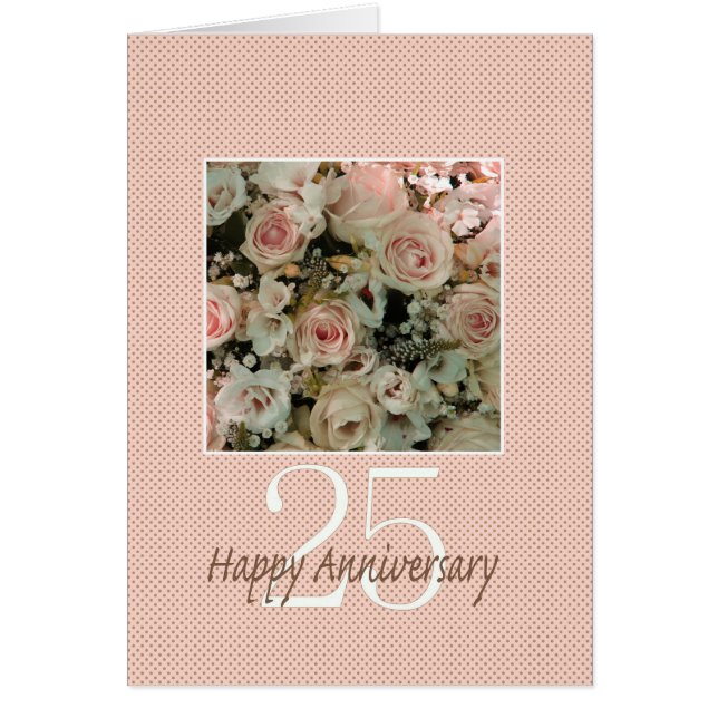 Happy 25th Anniversary roses Cards (Front)