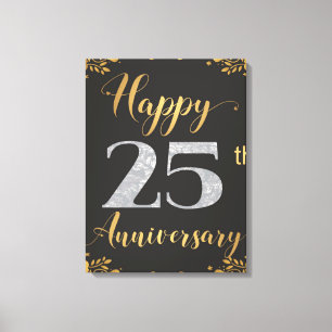 Happy 25th Anniversary Silver Wedding 25 Years Canvas Print