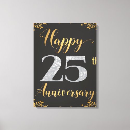 Happy 25th Anniversary Silver Wedding 25 Years Canvas Print