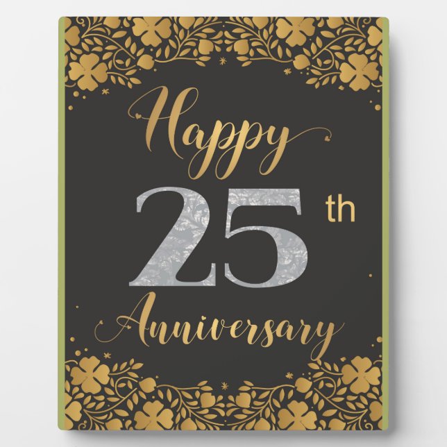 Happy 25th Anniversary Silver Wedding 25 Years Plaque (Front)
