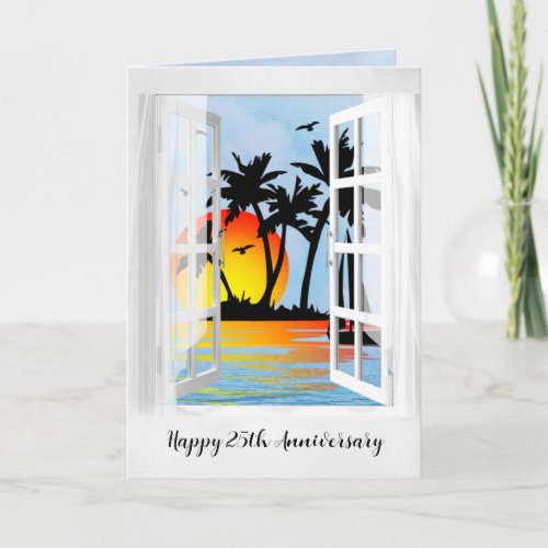Happy 25th Anniversary Tropical Window Card