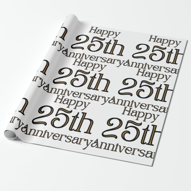 Happy 25th Anniversary Wrapping Paper (Unrolled)