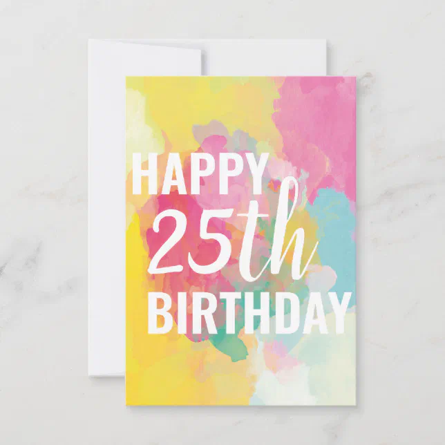 Happy 25th Birthday Card ("Watercolour Gradients") | Zazzle