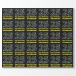 [ Thumbnail: Happy 25th Birthday, Fun Colorful Stars Pattern 25 Wrapping Paper ]
