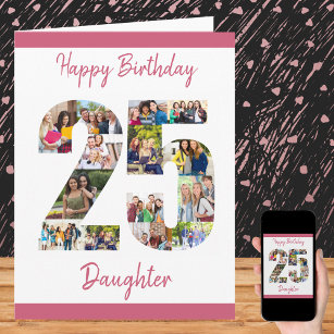 Happy 25th Birthday Number 25 Photo Collage Card