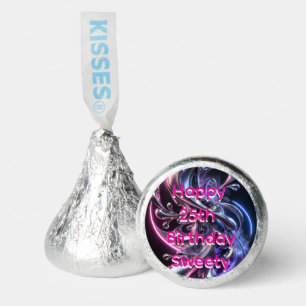 Happy 25th Birthday Sweety Pink Neon Black Wave Hershey®'s Kisses®