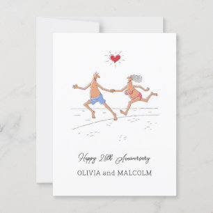 Happy 25th Silver Wedding Anniversary Couple Heart Postcard