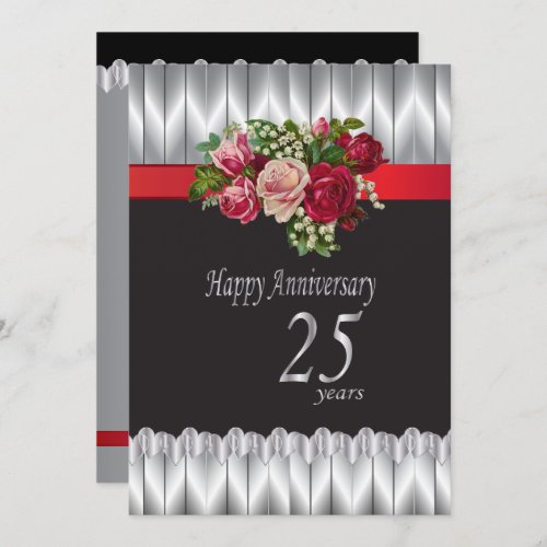 Happy 25th Silver Wedding Anniversary Invitation
