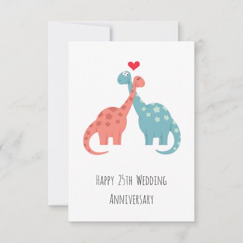 Happy 25th Wedding Anniversary Cute Dinosaurs