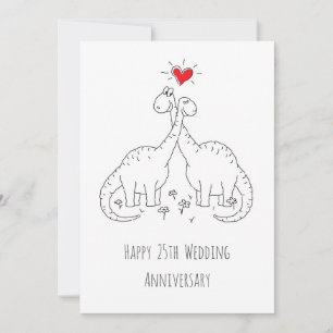 Happy 25th Wedding Anniversary Dinosaurs Card