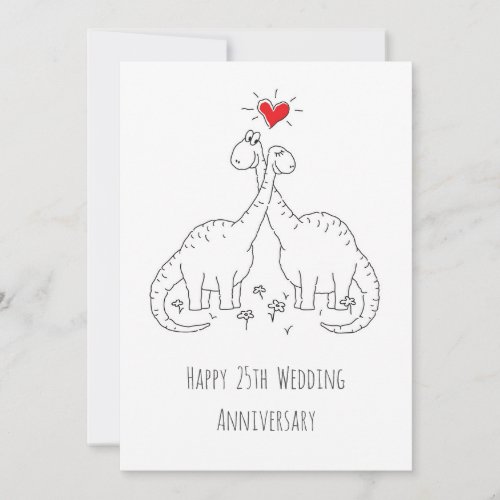 Happy 25th Wedding Anniversary Dinosaurs Card