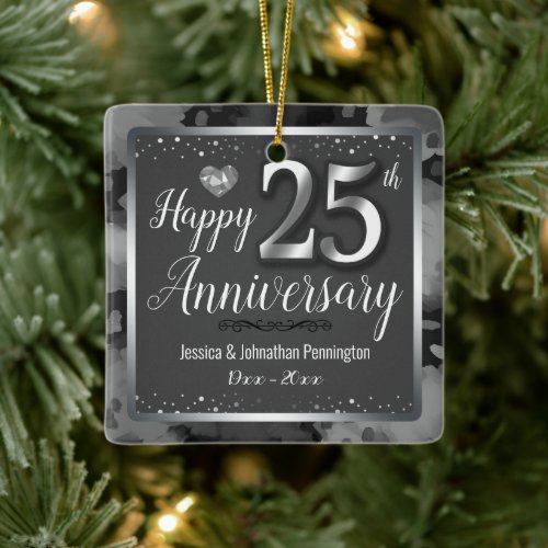 Happy 25th Wedding Anniversary photo Ceramic Ornament