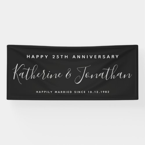 Happy 25th Wedding Anniversary Silver Custom Banner