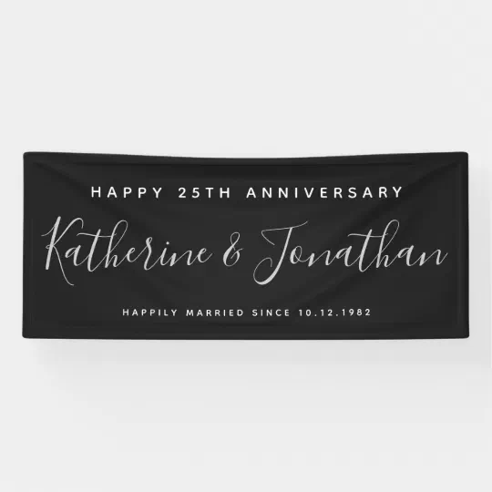 Vinyl Banner Multiple Sizes Happy 25Th Anniversary Blue Lifestyle Outdoor 