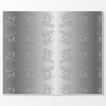 "Happy 25th Wedding Anniversary" Silvery Font Wrapping Paper<br><div class="desc">A fun mirror image of "Happy 25th Wedding Anniversary" on a gradient grey and silvery background. I designed this wrapping to match my 25th Silver Wedding Anniversary collection of party items you'll find in my Zazzle shop!</div>