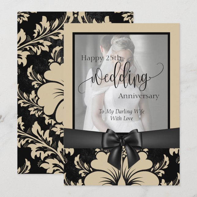 Happy 25th wedding anniversary traditional photo   invitation (Front/Back)