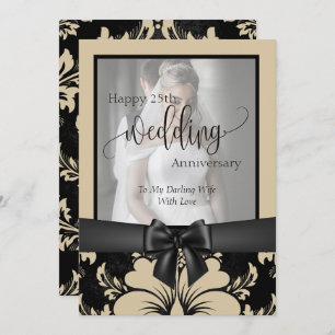 Happy 25th wedding anniversary traditional photo invitation