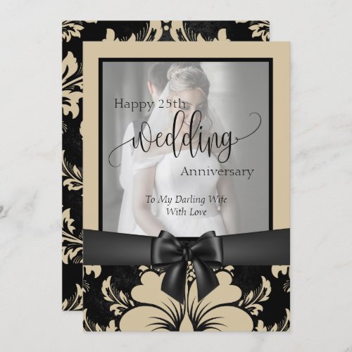 Happy 25th wedding anniversary traditional photo   invitation