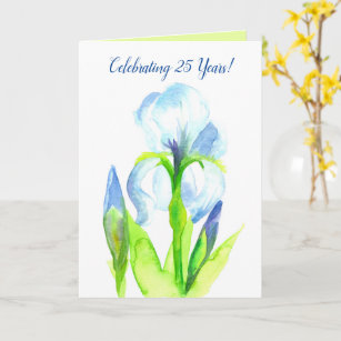 Happy 25th Wedding Anniversary Watercolor Iris Card