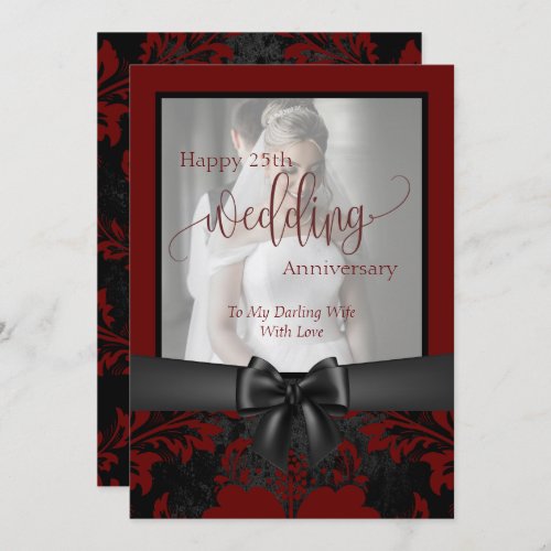 Happy 25th weddings anniversary traditional photo  invitation