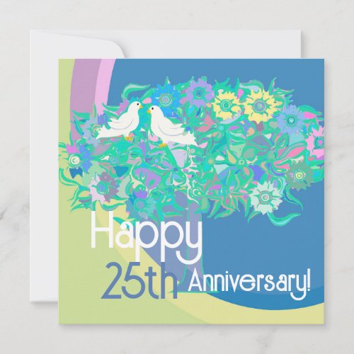  Happy 25th White Doves Anniversary Card