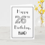 [ Thumbnail: Happy 26th Birthday, Art Deco Style W/ Custom Name Card ]