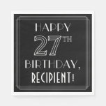 [ Thumbnail: Happy 27th Birthday; Art Deco Style; Custom Name Napkins ]