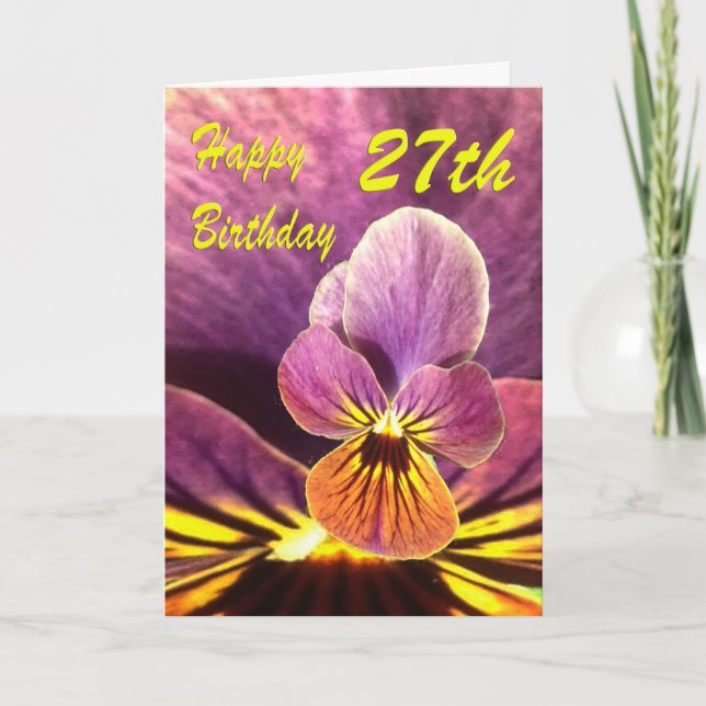 Happy 27th Birthday Flower Pansy Card (Front)