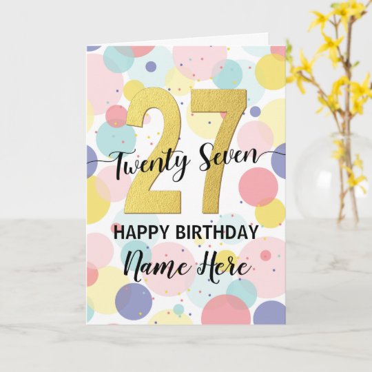 Happy 27th Birthday Pastel Rainbow Gold Woman Card | Zazzle.com