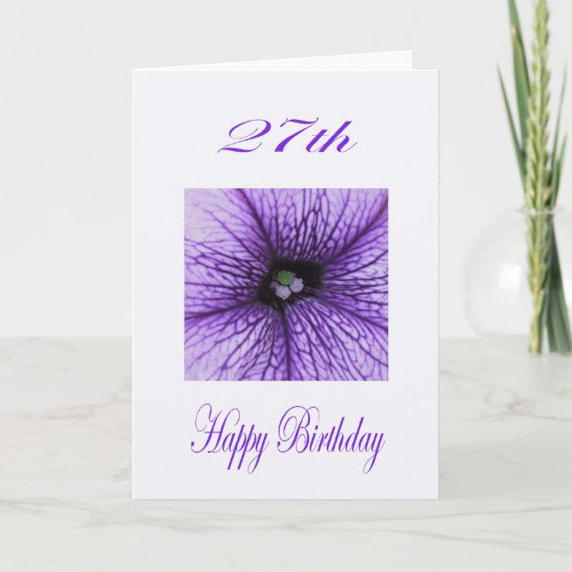Happy 27th Birthday purple Blossom Card (Front)