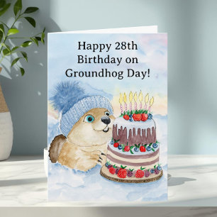  Happy 28th Groundhog Day Birthday  Card